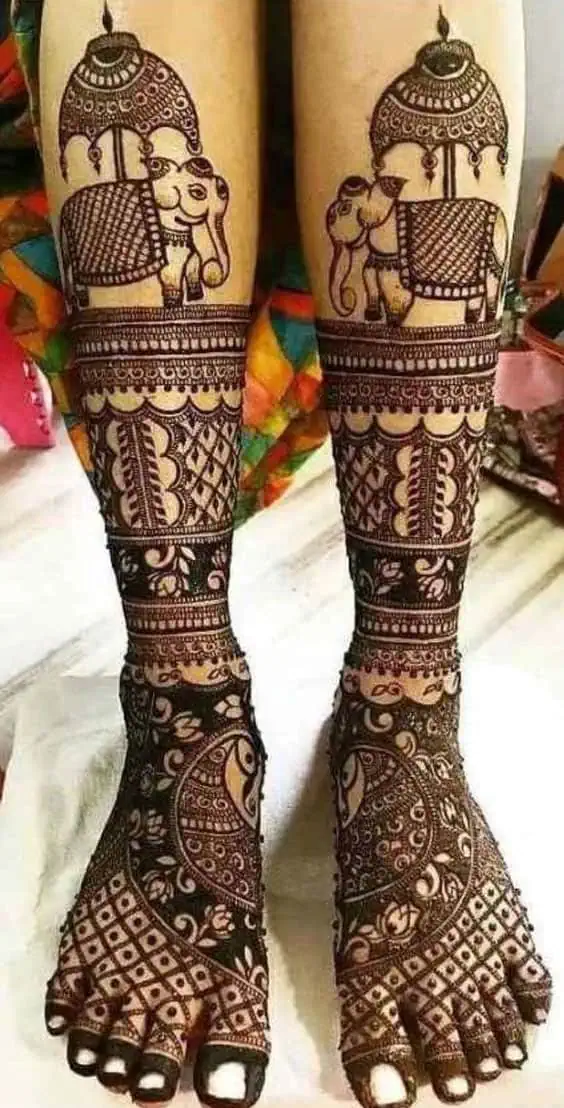 Leg Mehndi Design for Bridal